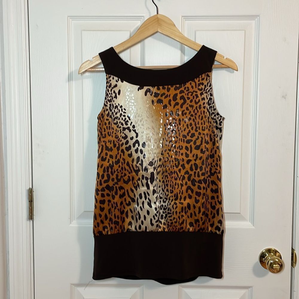Y2k Leopard Print Top, Sleeveless, Sparkly, Small - image 4